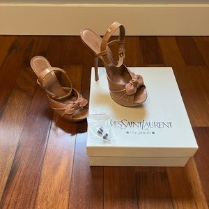 Yves Saint Laurent Tan/ Nude Platform Stiletto Sandal Heels Size 40